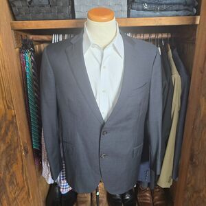 Black Lapel Men's Custom Tailored Charcoal Gray Blazer 42R